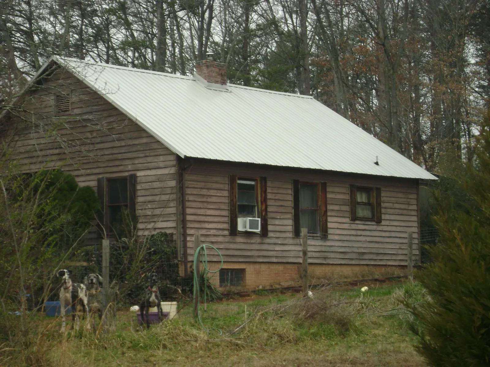 White metal roof on an old wood sided farmhouse, from a Asphalt Shingle Roof Repair job in Wampsville